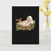 Carte Oh Deer Mary Nativity Scene Christmas Jesus (Fleur jaune)