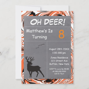 Carte Oh Deer Orange Camouflage fête d'anniversaire