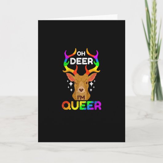 Carte Oh Deer Queer Funny LGBTQ PridFolded Greeting Card (Devant)