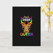 Carte Oh Deer Queer Funny LGBTQ PridFolded Greeting Card (Fleur jaune)