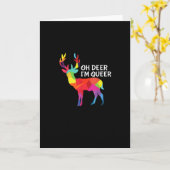 Carte Oh Deer Queer Funny Pun LGBT Pride Design (Fleur jaune)