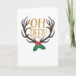Carte Oh Deer Reindeen Avec Antlers Pour Noël