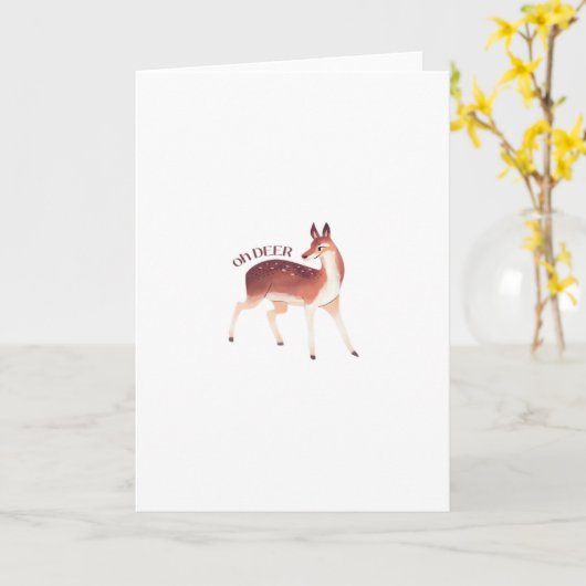 Carte Oh Deer Whimsical Creative DesFolded Greeting Card (Fleur jaune)
