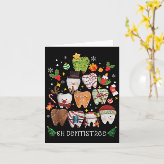 Carte Oh Dentistree Merry Christmas Dental Funny Teeth T (Fleur jaune)