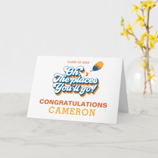 Carte Oh, Les Endroits Où Tu Vas Aller ! Graduation rétr (Fleur jaune)