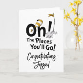Carte Oh, les endroits où vous irez ! Rétro diplômé (Fleur jaune)