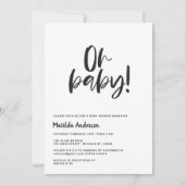 Carte Oh mon bébé ! graphisme moderne noir, blanc et ver (Devant)