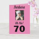 Carte Oh non ! 70e anniversaire Funny Grumpy Girl Celebr<br><div class="desc">Amusez-vous sur un anniversaire marquant pour l'âge de 70 ans avec un "Oh non !" carte. Elle sourira aux couleurs rose,  blanche et noire avec le message encourageant "Célébrez !". Un design moderne et mémorable reflète le sentiment attachant de la petite fille grincheuse.</div>