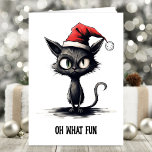 Carte Oh Quel Amusant Chat Sarcastique Noël<br><div class="desc">Vous cherchez une carte de Noël avec une touche d'humour ? Rencontrez la carte de Noël du chat noir non plussé. Cette salutation de vacances comprend un chat noir portant un chapeau de Père Noël, offrant une dose classique de joie de Noël avec juste la bonne attitude. Sous le chat,...</div>