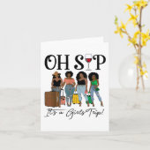 Carte Oh, Sip It's A Girl Trip Fun Wine Party Black Wome (Fleur jaune)