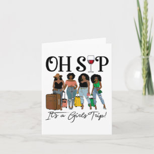 Carte Oh, Sip It's A Girl Trip Fun Wine Party Black Wome