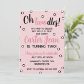 Carte Oh Twodles Deuxième fête rose anniversaire (Debout devant)