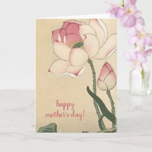 Carte Ohara Koson, Lotus Rose, Art Japonais Fête des Mèr
