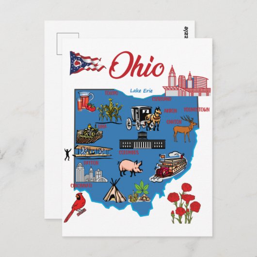 Carte Ohio avec les grandes villes Destinations to (Devant / Derrière)