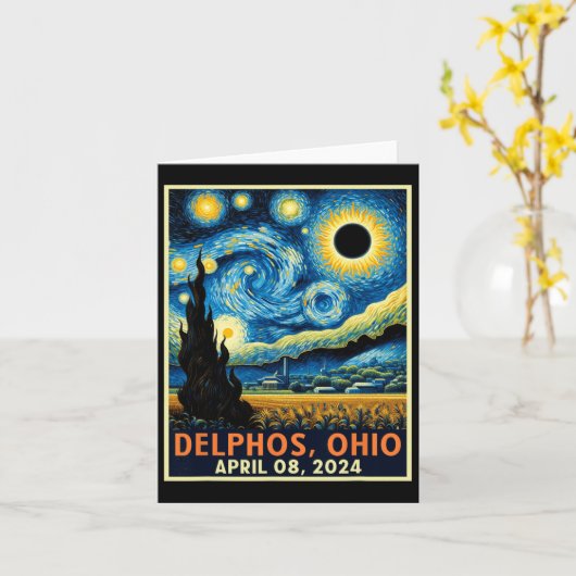 Carte Ohio Total Solar Eclipse 2024 Starry Night Van Gog (Fleur jaune)