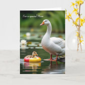Carte Oie blanche d'anniversaire de maman avec Gosling (Fleur jaune)
