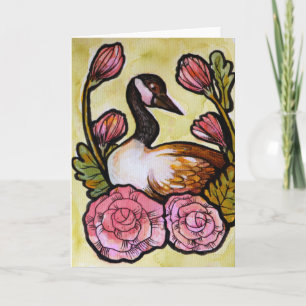 Carte Oie canadienne Oie canadienne Oie rose Floral Art