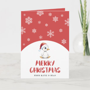 Carte Oie Canard de Noël à l'aquarelle personnalisée