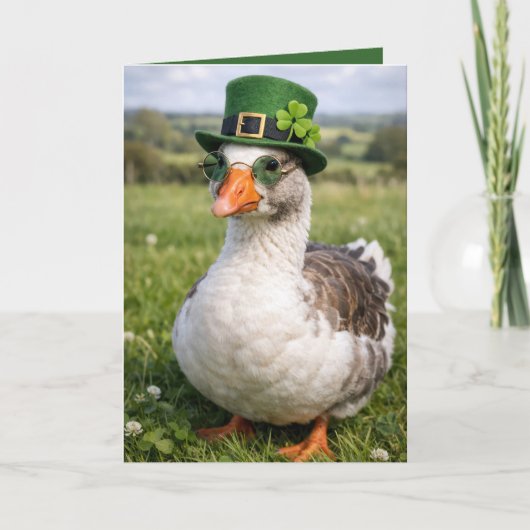 Carte Oie de la Saint-Patrick avec des lunettes (Devant)