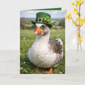 Carte Oie de la Saint-Patrick avec des lunettes (Fleur jaune)