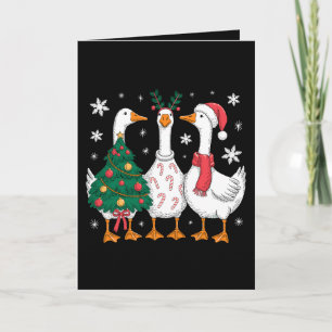 Carte Oie de Noël Chapeau du Père Noël Canne à Bonbons A