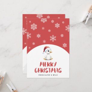 Carte Oie de Noël personnalisée à l'aquarelle