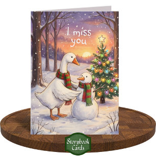 Carte Oie & Dessin de Bonhomme de Neige Noël Tu Me Manqu