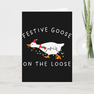 Carte Oie Festive Drôle Vintage En Liberté Noël