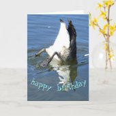 Carte Oie plongeuse Anniversaire (Fleur jaune)