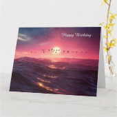 Carte Oies au coucher du soleil (Fleur jaune)