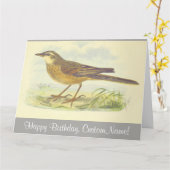 Carte Oiseau à plumes Brown debout sur le sol (Fleur jaune)