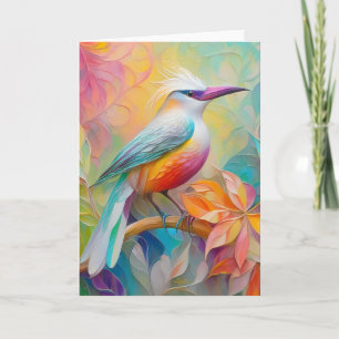 Carte Oiseau à poitrine rouge à bec rose