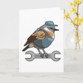 Carte Oiseau artisan avec clé à écrous (Fleur jaune)
