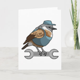 Carte Oiseau artisan avec clé à écrous