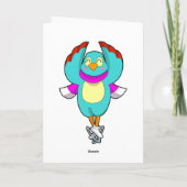 Carte Oiseau au patinage sur glace avec des patins à gla (Dos)