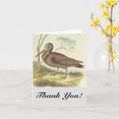 Carte Oiseau au sol, "Merci !", Vintage (Fleur jaune)