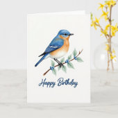 Carte Oiseau Azur Joyeux (Fleur jaune)