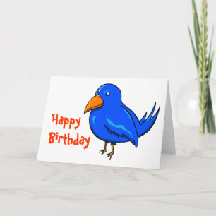 Carte Oiseau bleu de bonheur Anniversaire