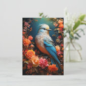 Carte Oiseau bleu de nature fantaisiste (Debout devant)