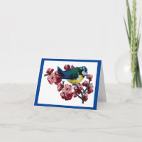 Oiseau Bleu et Fleurs Vintage