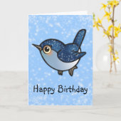 Carte Oiseau bleu étincelant - Anniversaire (Fleur jaune)