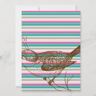 Carte oiseau branche animaux nature motif coloré art