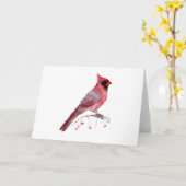 Carte Oiseau cardinal rouge (Fleur jaune)