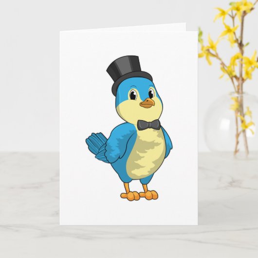 Carte Oiseau comme chambre avec ruban (Fleur jaune)