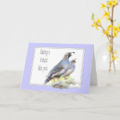 Carte Oiseau de cailles de Californie d'aquarelle (Fleur jaune)