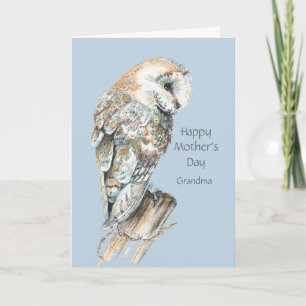 Carte Oiseau de hibou de grange d'humour de grand-maman