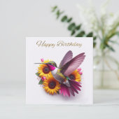 Carte Oiseau de mer avec des fleurs Joyeux anniversaire (Debout devant)
