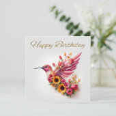 Carte Oiseau de mer avec des fleurs Joyeux anniversaire (Debout devant)