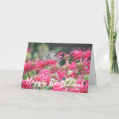 Carte Oiseau de mer et fleurs roses Anniversaire de la n (Devant)