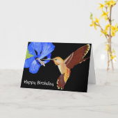 Carte Oiseau de mer et Hibiscus bleu Joyeux anniversaire (Fleur jaune)